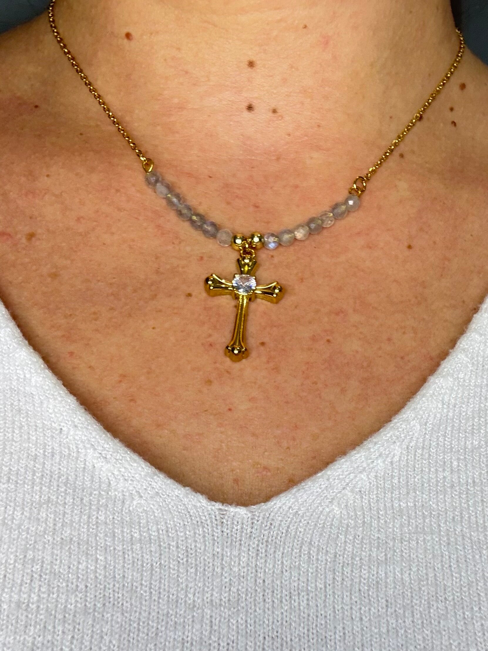 Collier Croix #24 Labradorite