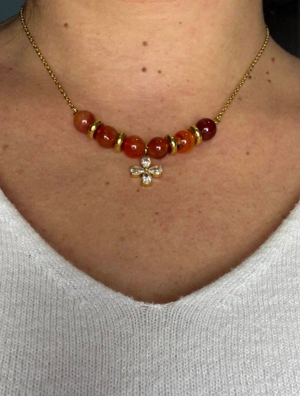 Collier Fleur de Feu #15 Cornaline