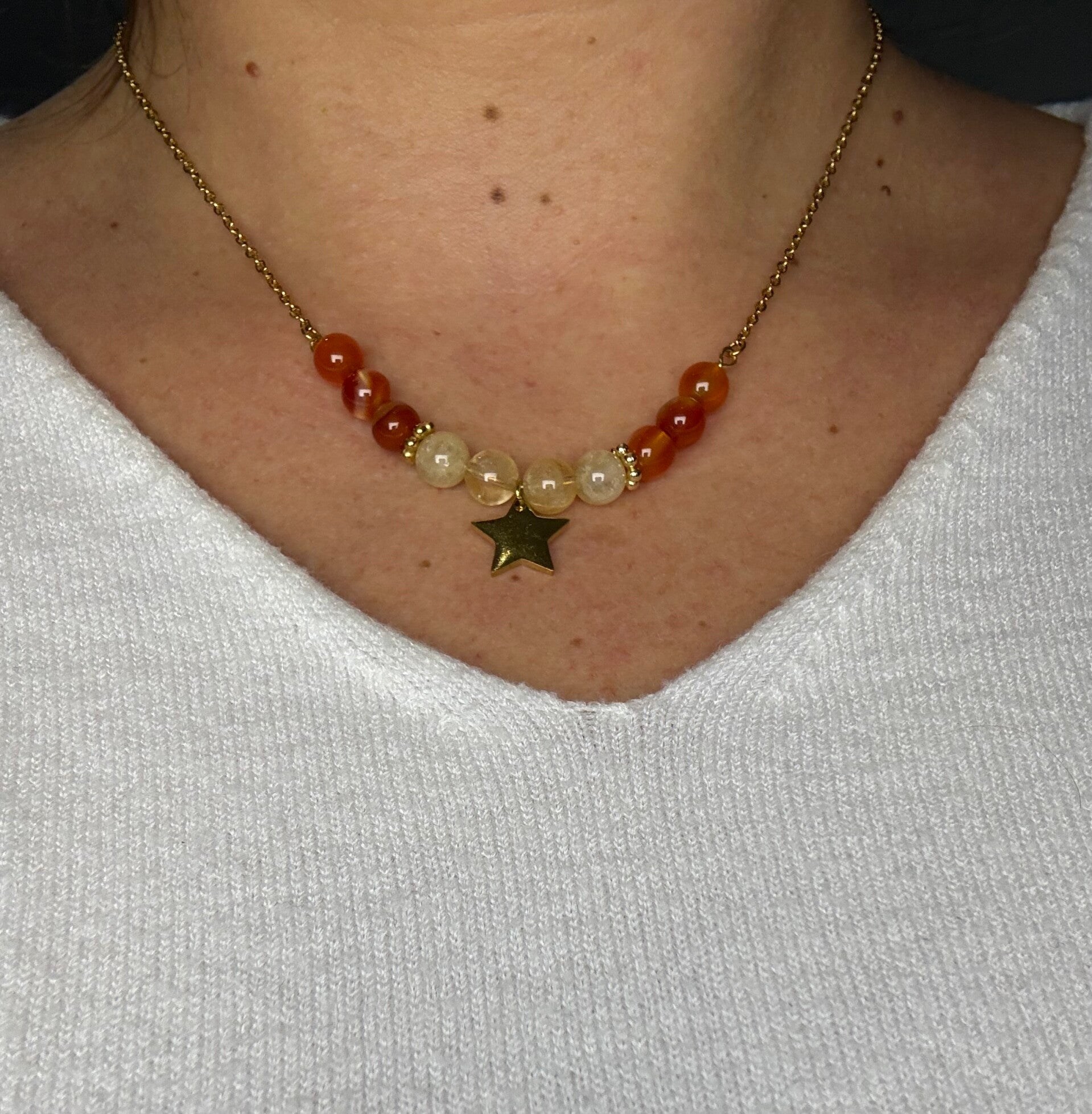 Collier chemin Intérieur #14Cornaline & Citrine