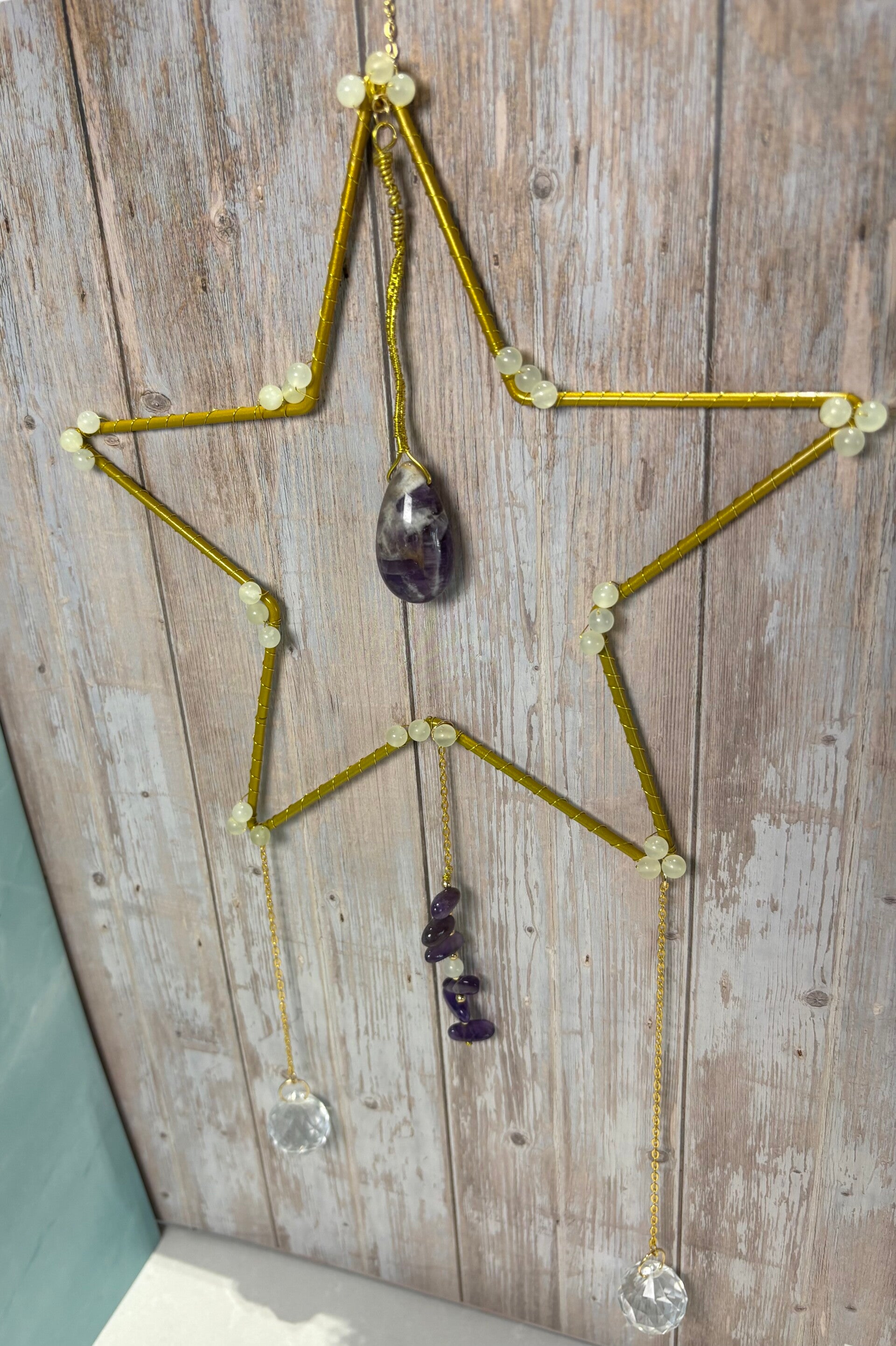 Suspension énergétique Étoile #2Jade & Améthyste