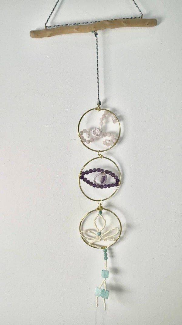 #13 Suspension énergétique – Améthyste, Quartz Rose & Amazonite