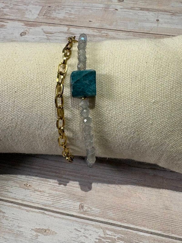 #11 Bracelet Double Apatite & Labradorite