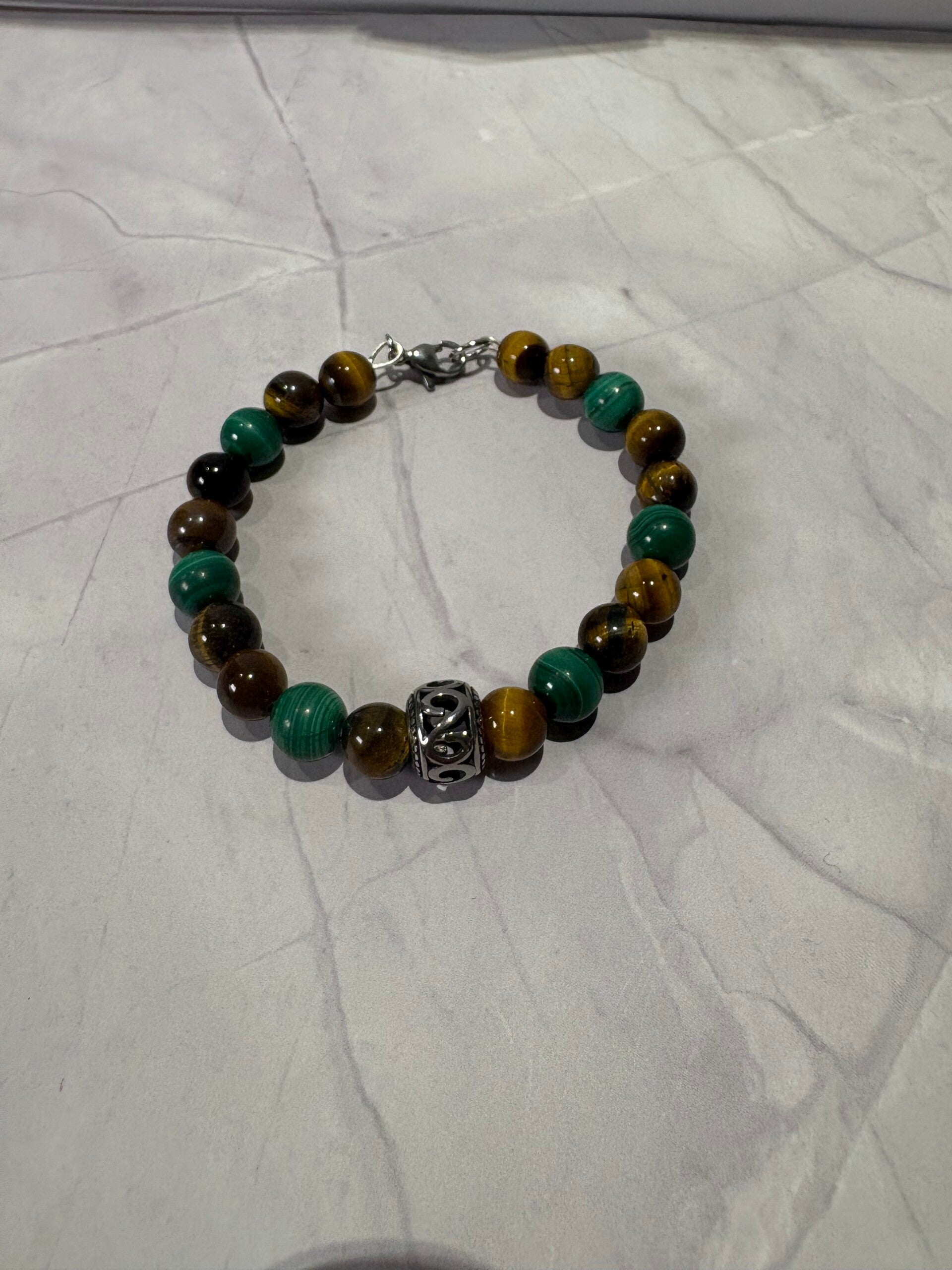 #4 Bracelet Œil de Tigre & Malachite