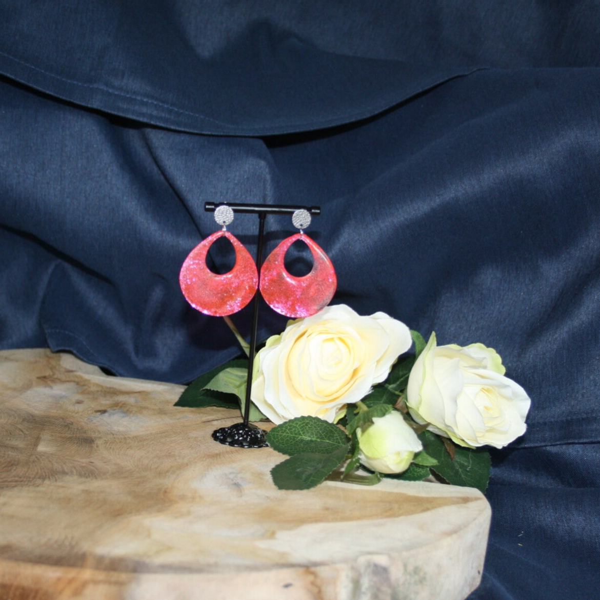 Unieke felroze/oranjeroze oorbellen