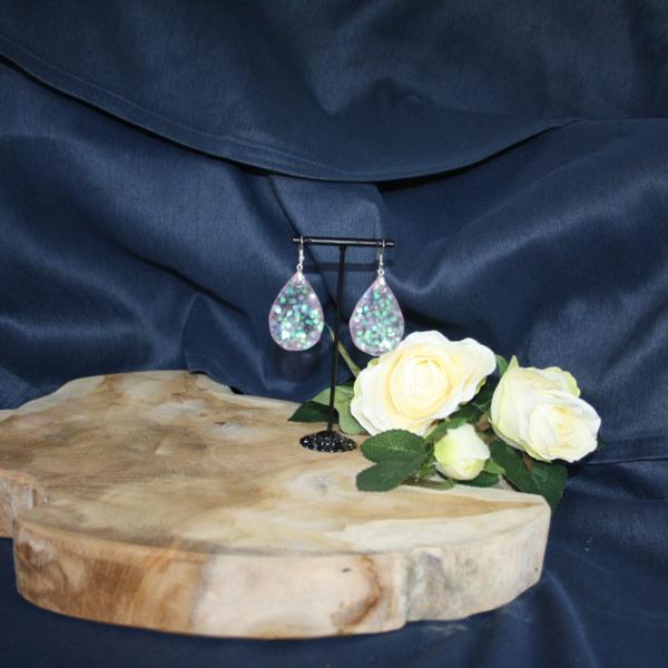 Unieke lichtroze glitteroorbellen