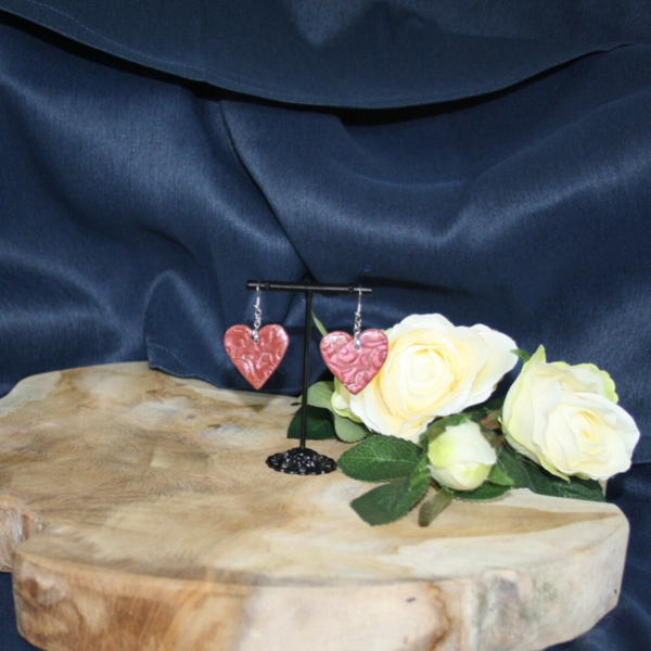 Unieke bruine bedrukte hartje oorbellen