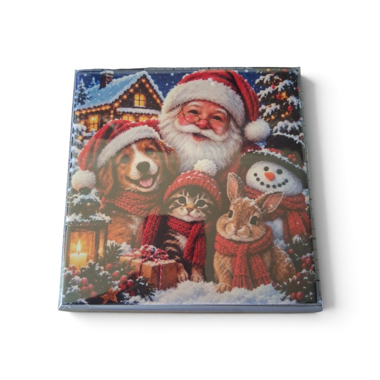 Kersttegeltje- kerstman met dieren