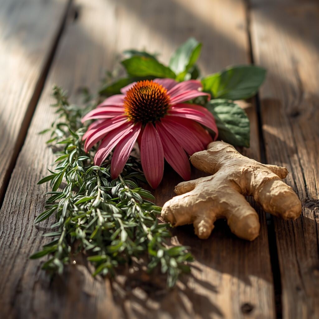 tisane plantes médicinales immunité infusion thym gingembre naturel herbes médicinales bien-être
