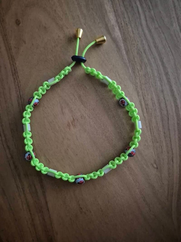 Zeckenhalsband mit EM-Keramik und Marienkäfer perlenPerlen