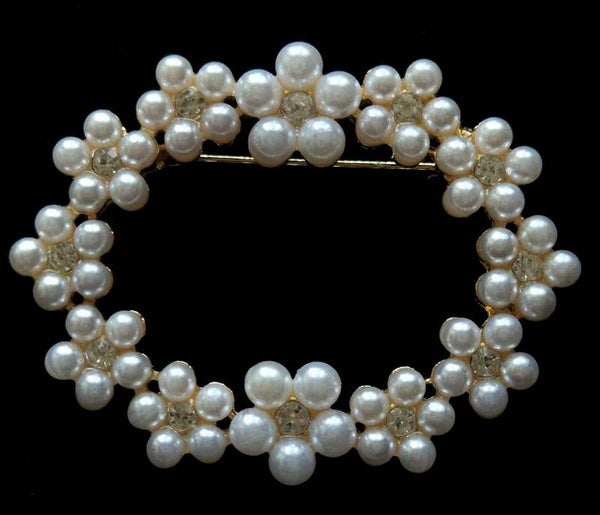 Pearl Crystal Brooch