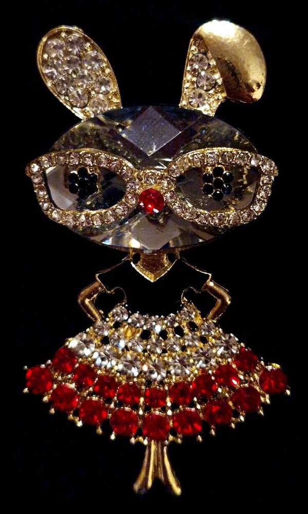 Crystal Rabbit Brooch
