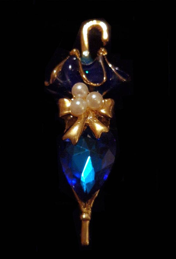 Blue Umbrella Brooch