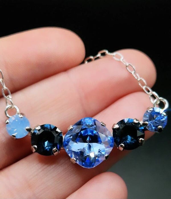 Unique Blue Crystal Necklace