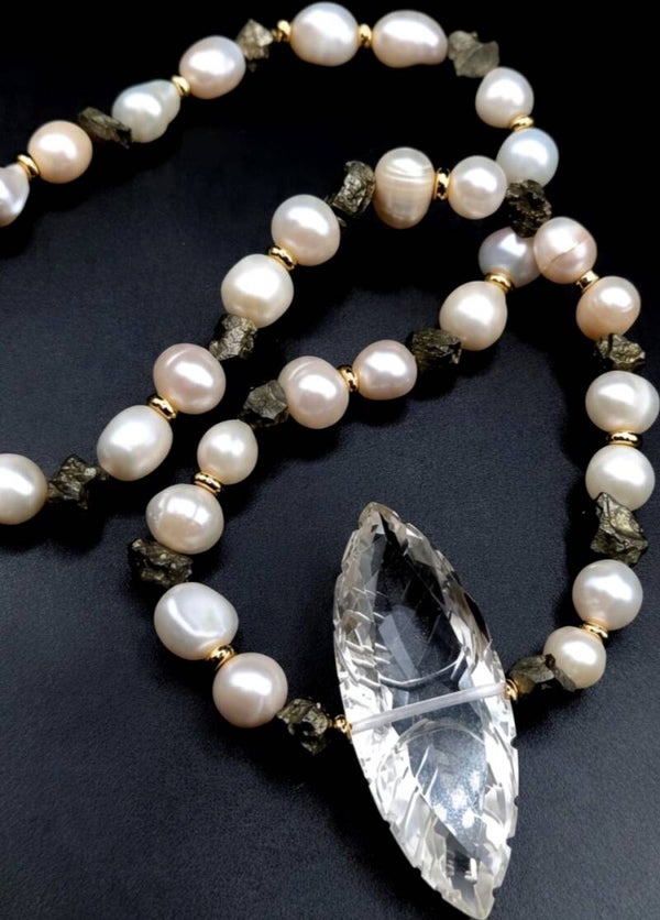 Pearl & Pyrite Necklace