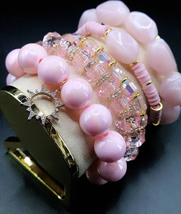 Pink Stacked Bracelets