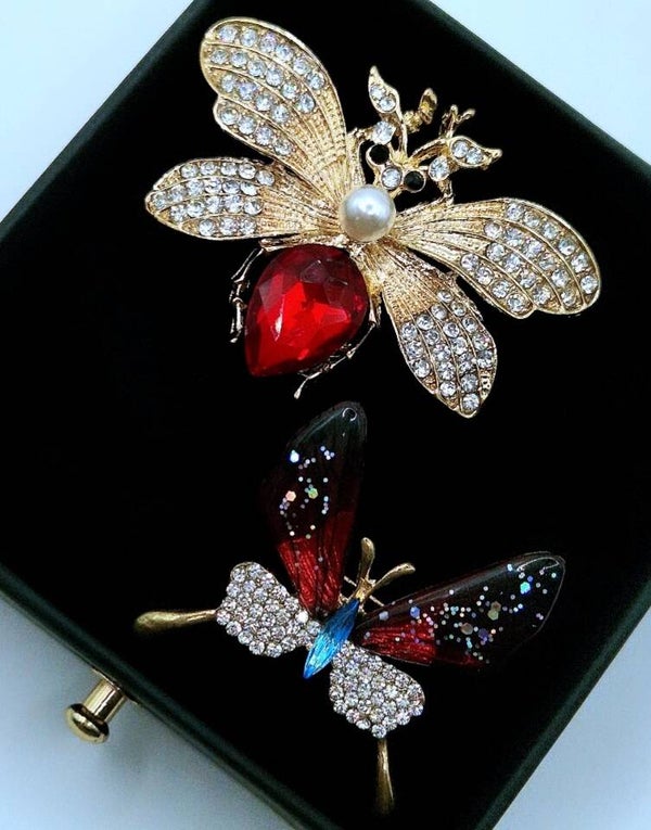 Bee & Butterfly Brooch Set