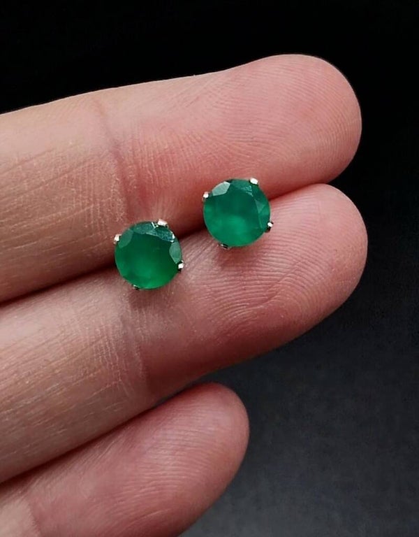 Green Onyx Ear Studs