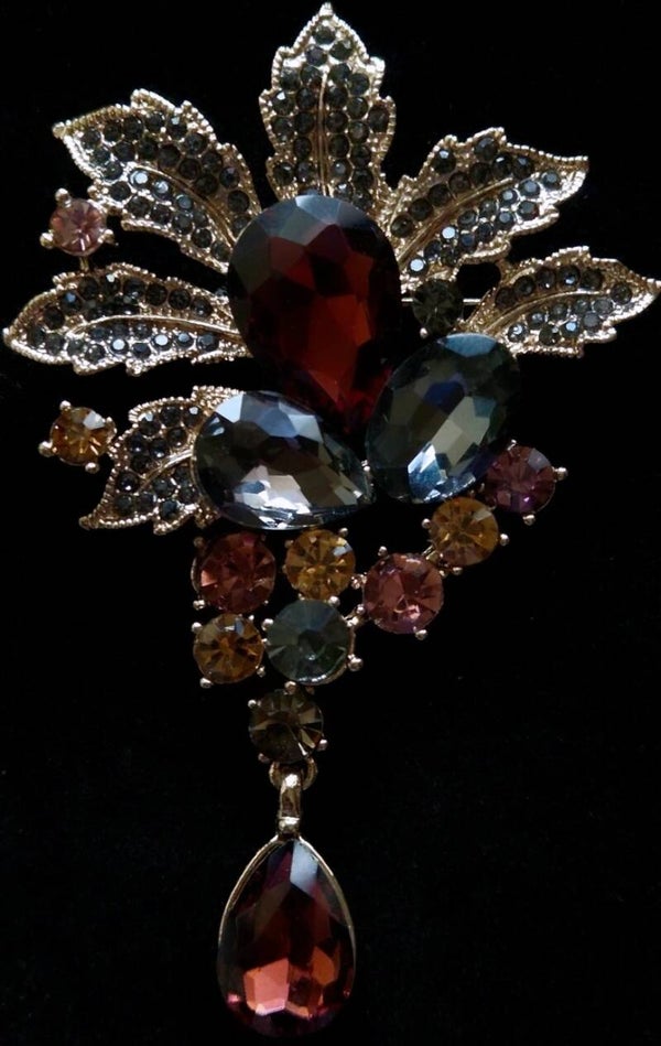 Large Rhinestone Flower Brooch