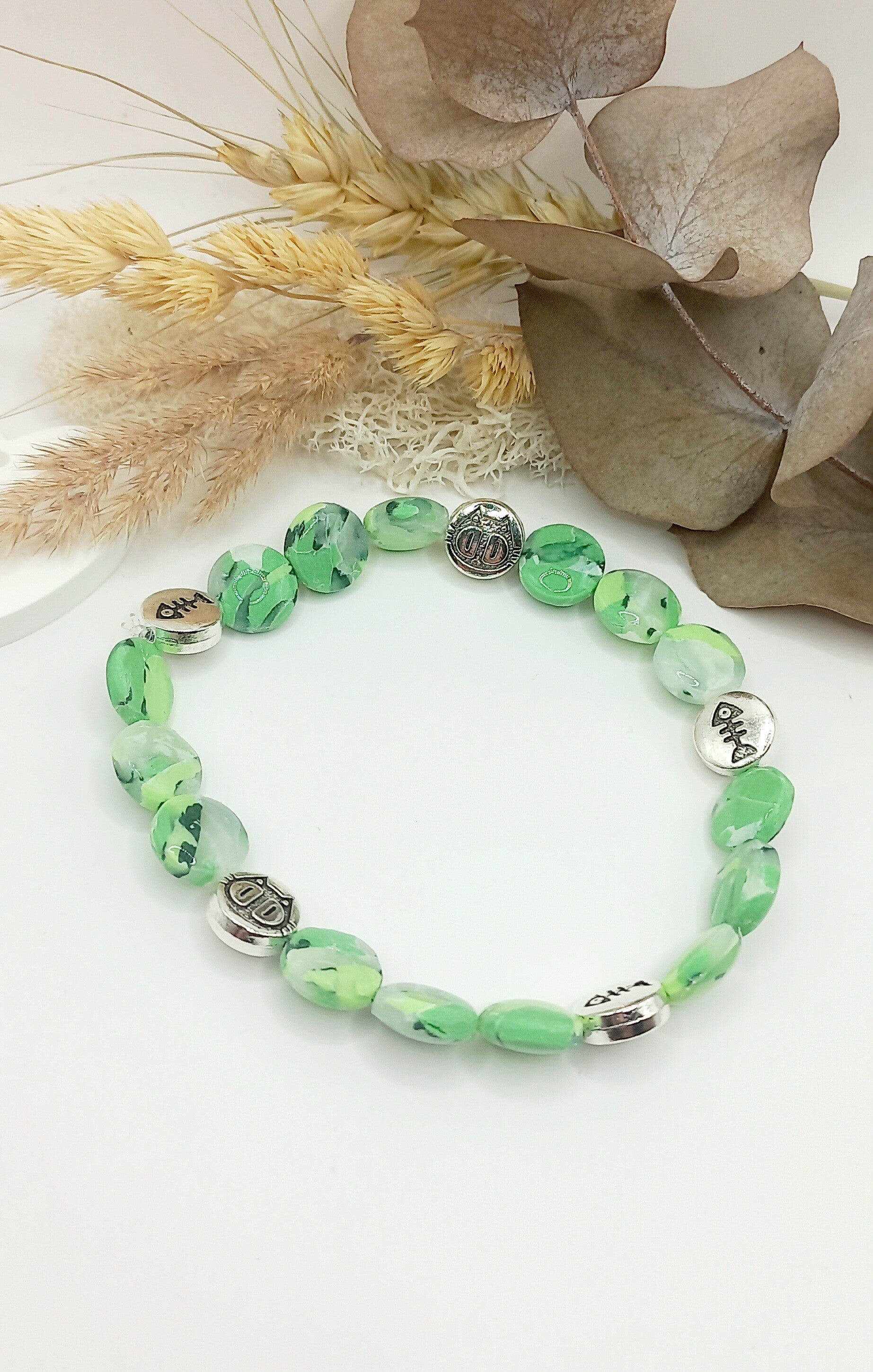 Bracelet "JADE " perle plate