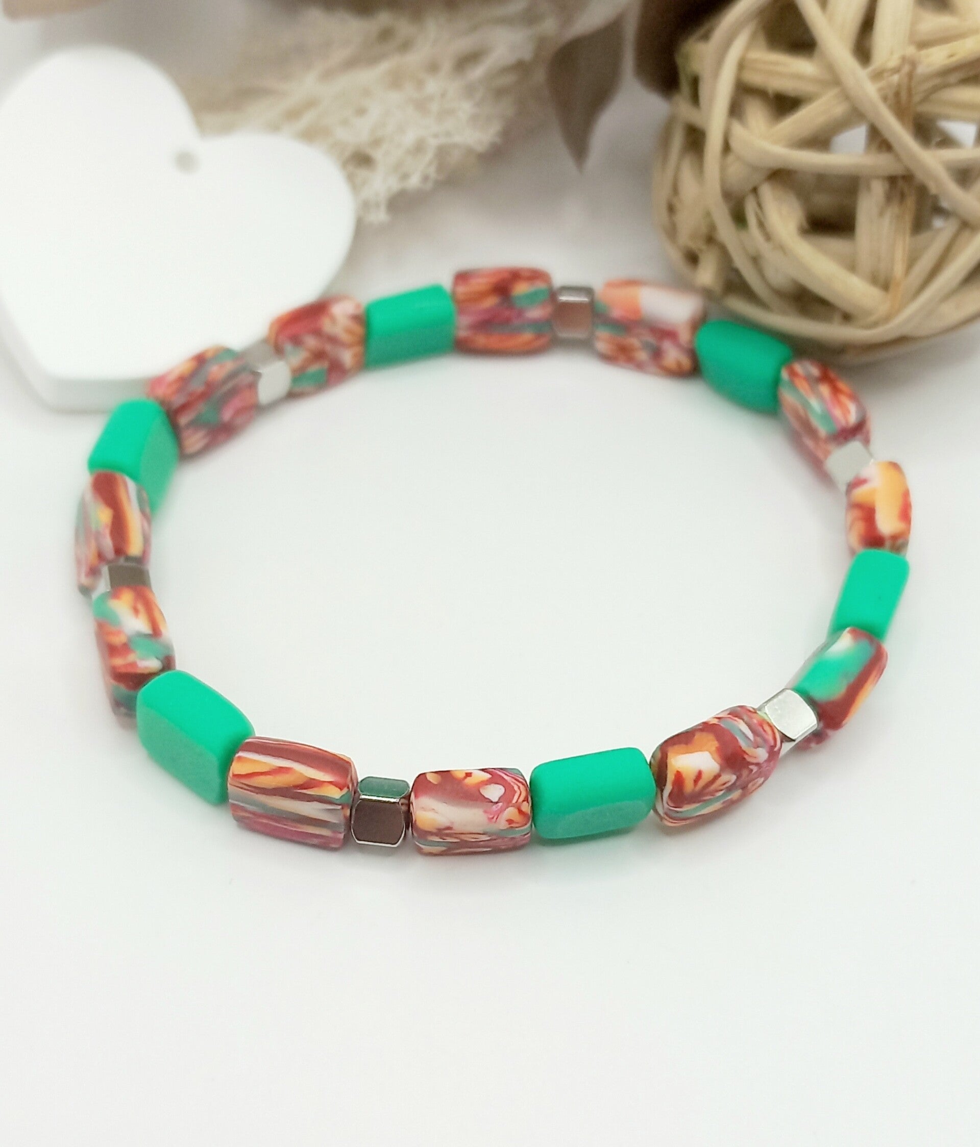 Bracelet vert et rouge