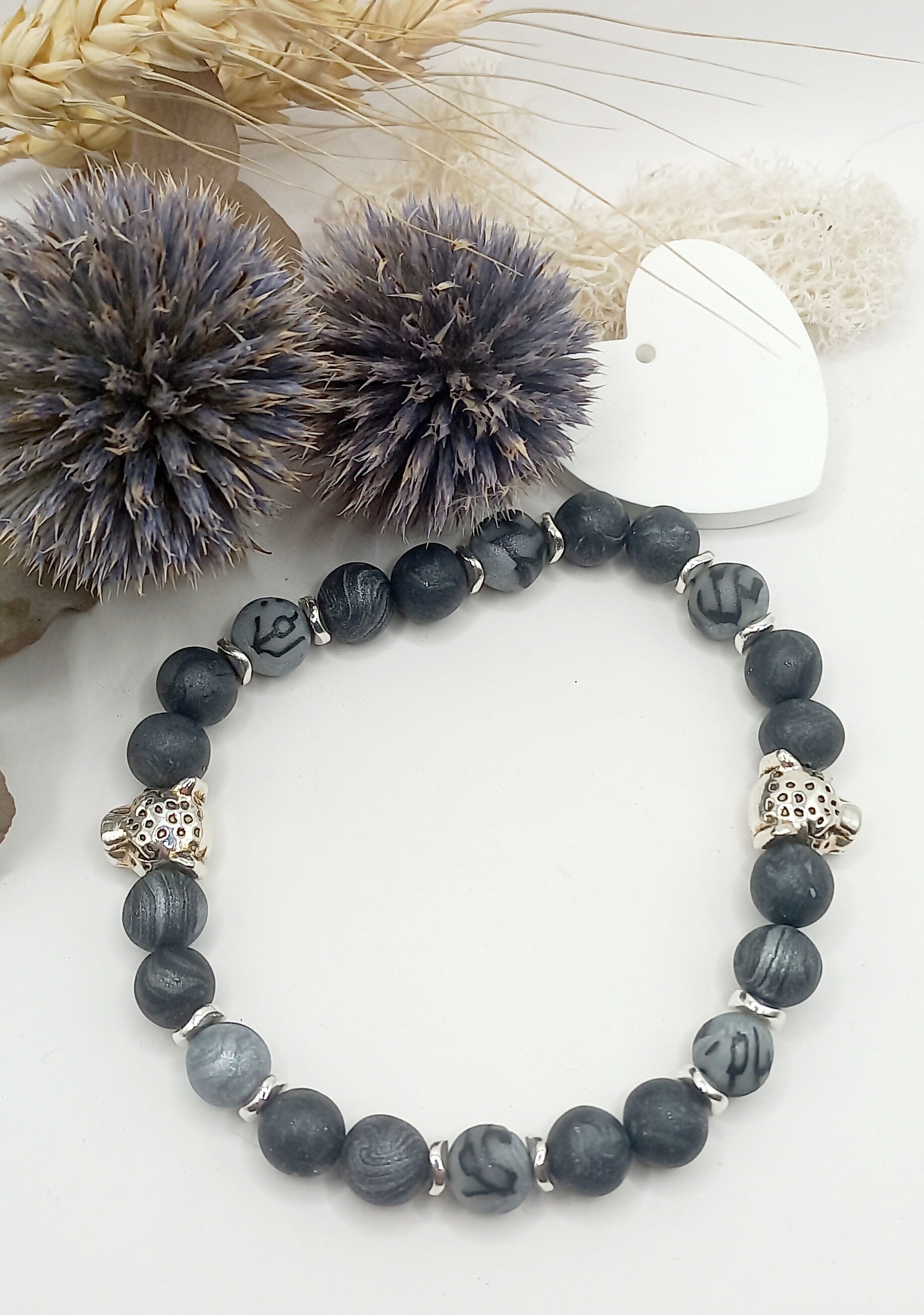 Bracelet H Panthère gris foncé