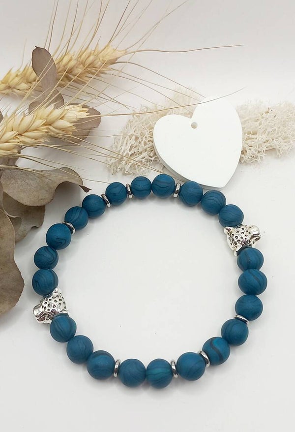 Bracelet H  bleu pétrole