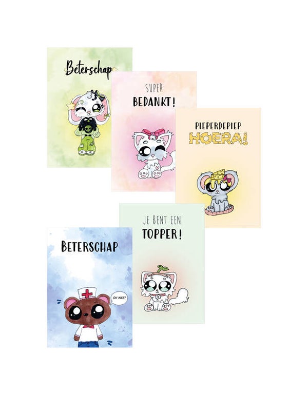 Set van 5 Wenskaarten