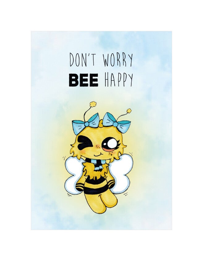 Wenskaart DON'T WORRY BEE HAPPY