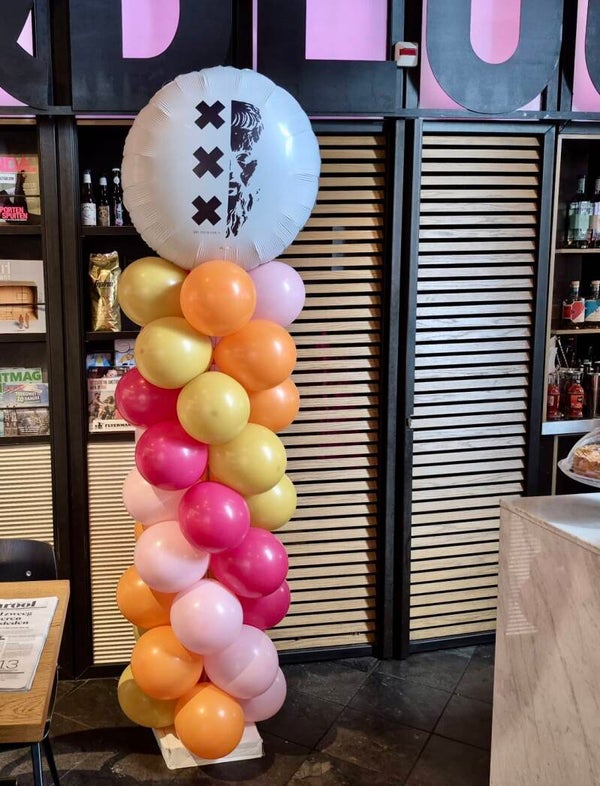 Ballonpilaar met bedrukte folie topballon