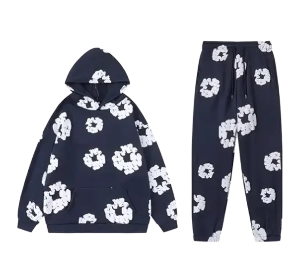 Navy Blue Denim Tear Tracksuit