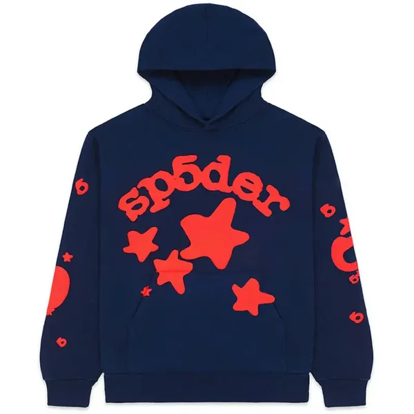 Navy and Red Beluga Sp5der Hoodie