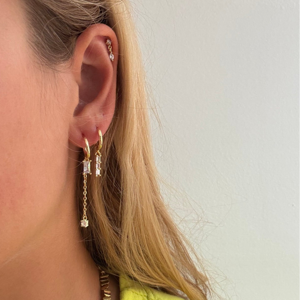 Three little rectangular diamonds earrings