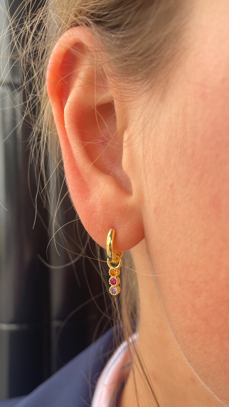Three little color stones earrings