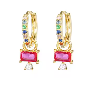 Pink squares earrings