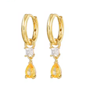 Yellow - white earrings
