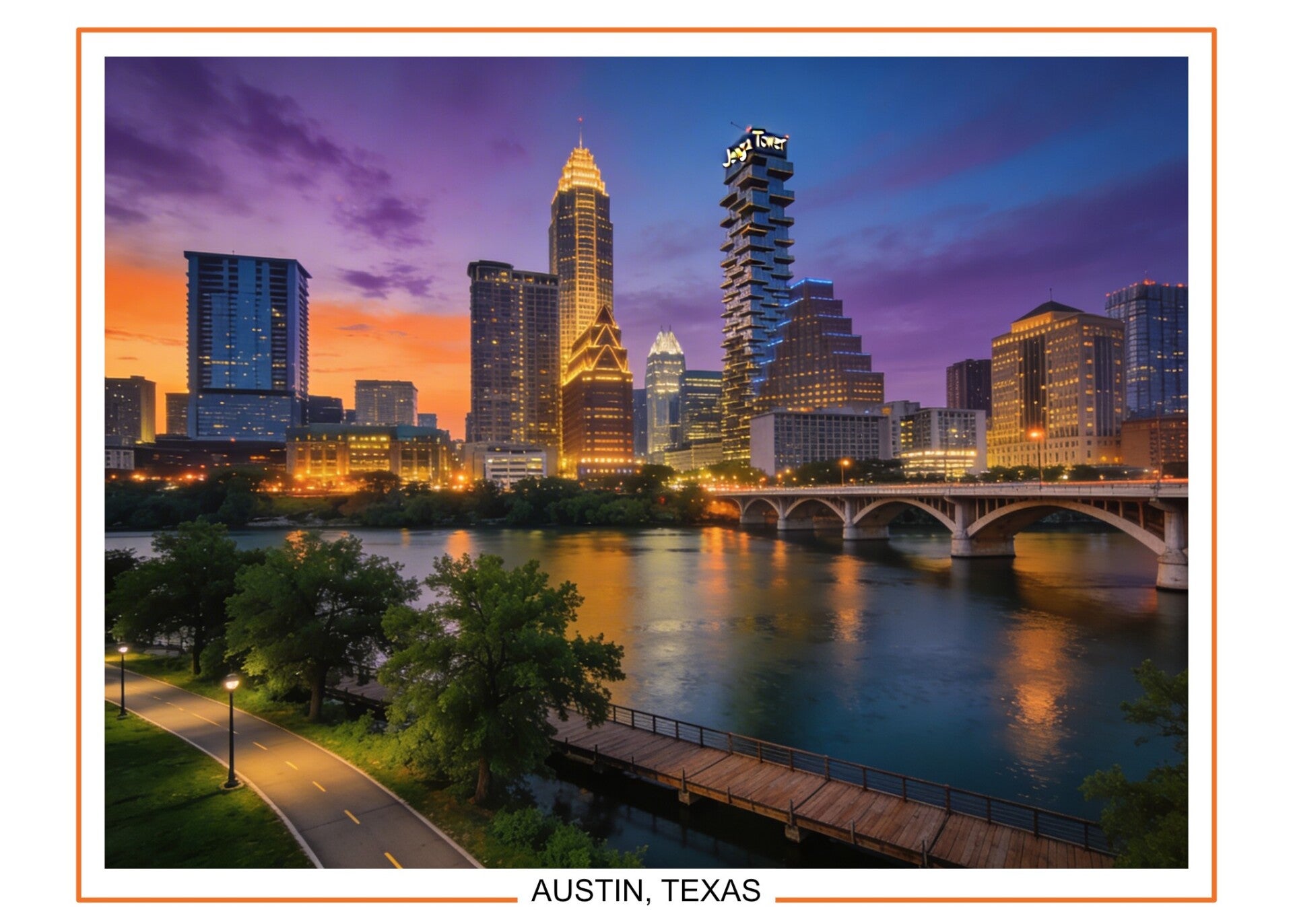 Fine Art Greeting Card 5 x 7 "Austin, Texas" by AI Generated
