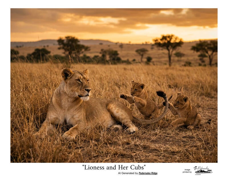 "Lioness and Her Cubs" AI Image - Generated for Pedernales Ridge