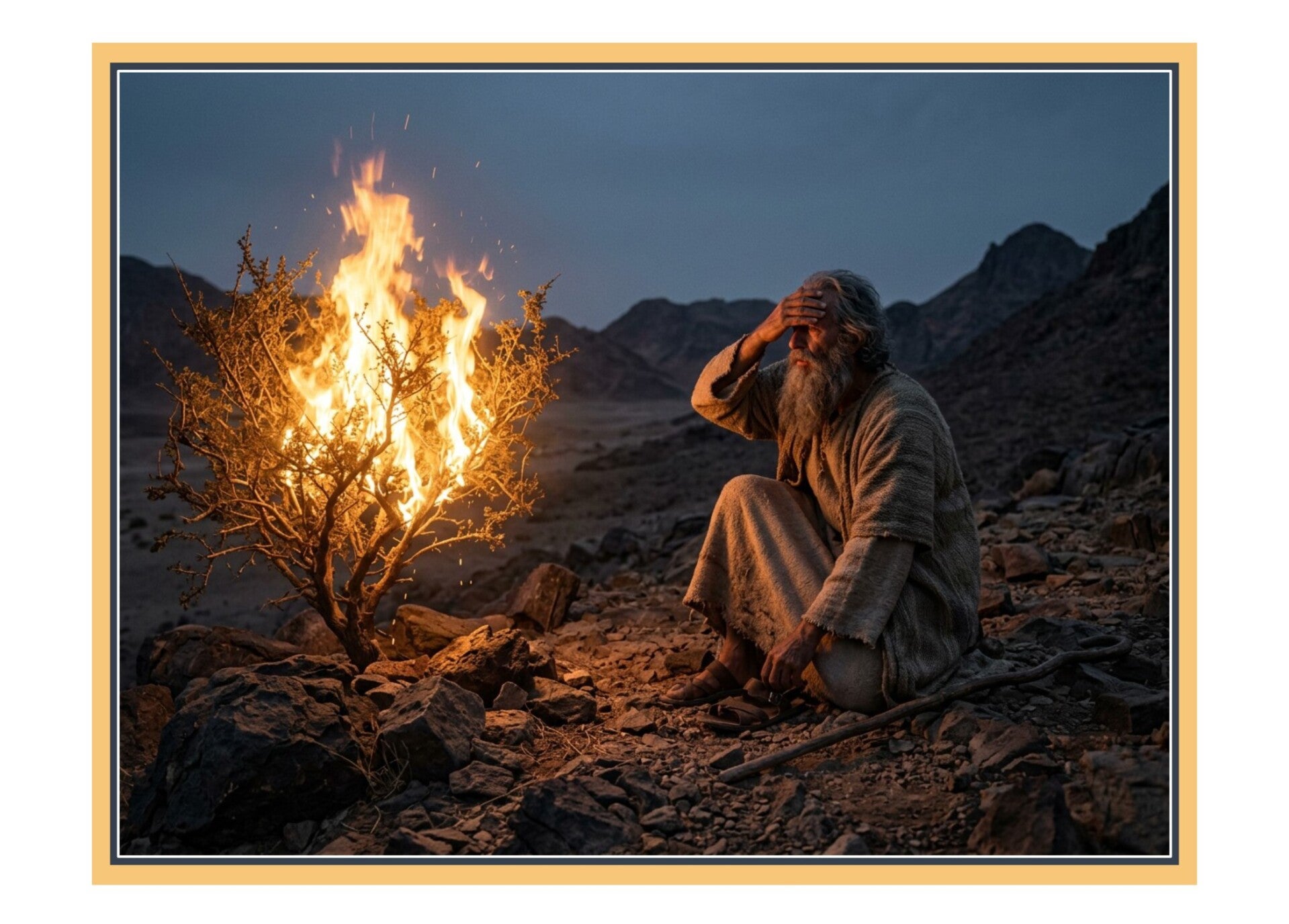 Fine Art Greeting Card 5 x 7 "Moses and the Burning Bush" by AI Generated