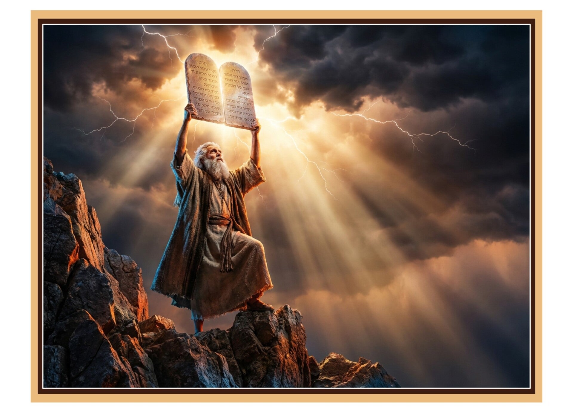 Fine Art Greeting Card 5 x 7 "Moses and the Ten Commandments" by AI Generated