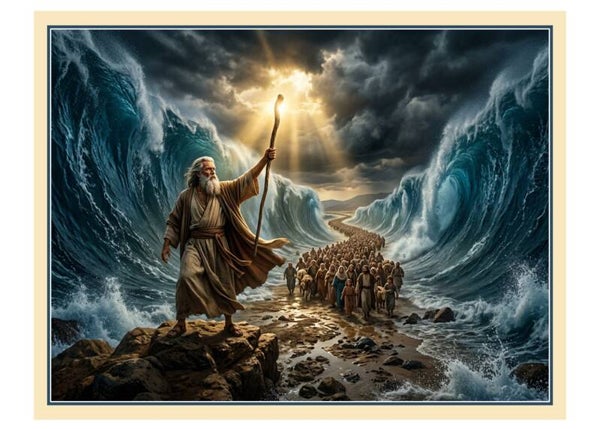 Fine Art Greeting Card 5 x 7 "Moses Parting the Red Sea" by AI Generated