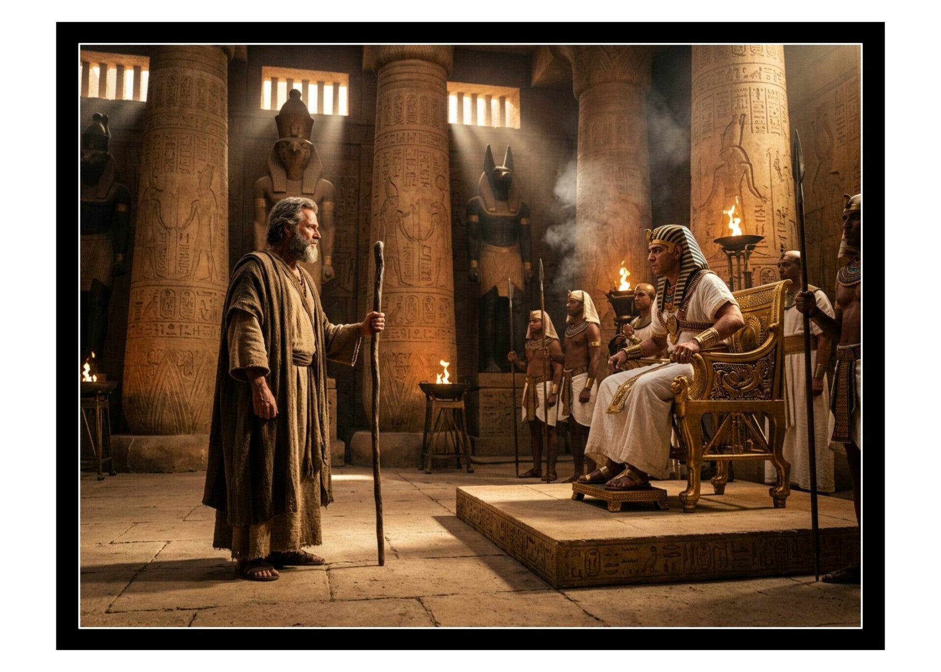 Fine Art Greeting Card 5 x 7 "Moses with Pharaoh" by AI Generated