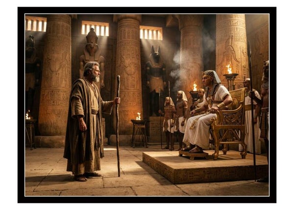 Fine Art Greeting Card 5 x 7 "Moses with Pharaoh" by AI Generated