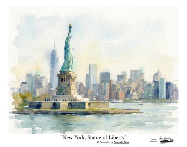 "New York, Statue of Liberty" generated by AI - 11x14 print