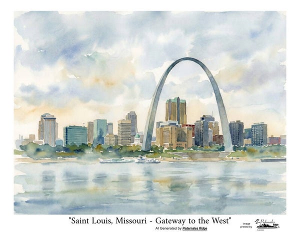 "Saint Louis, Missouri - Gateway to the West" generated by AI - 11x14 print