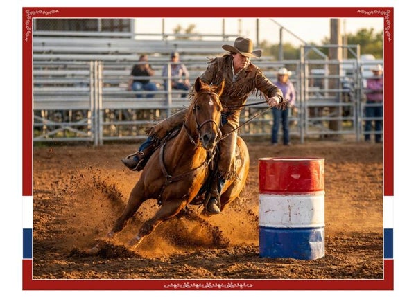 Fine Art Greeting Card 5 x 7 "the Barrel Racer" by AI Generated