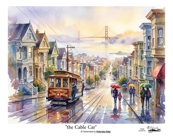 "the Cable Car" generated by AI - 11x14 print