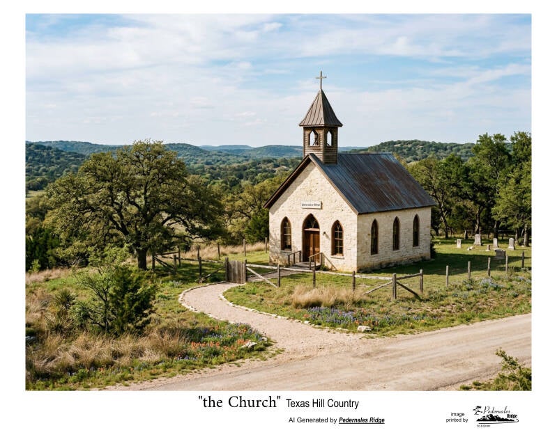 "the Church" Texas Hill Country AI Image - Generated for Pedernales Ridge