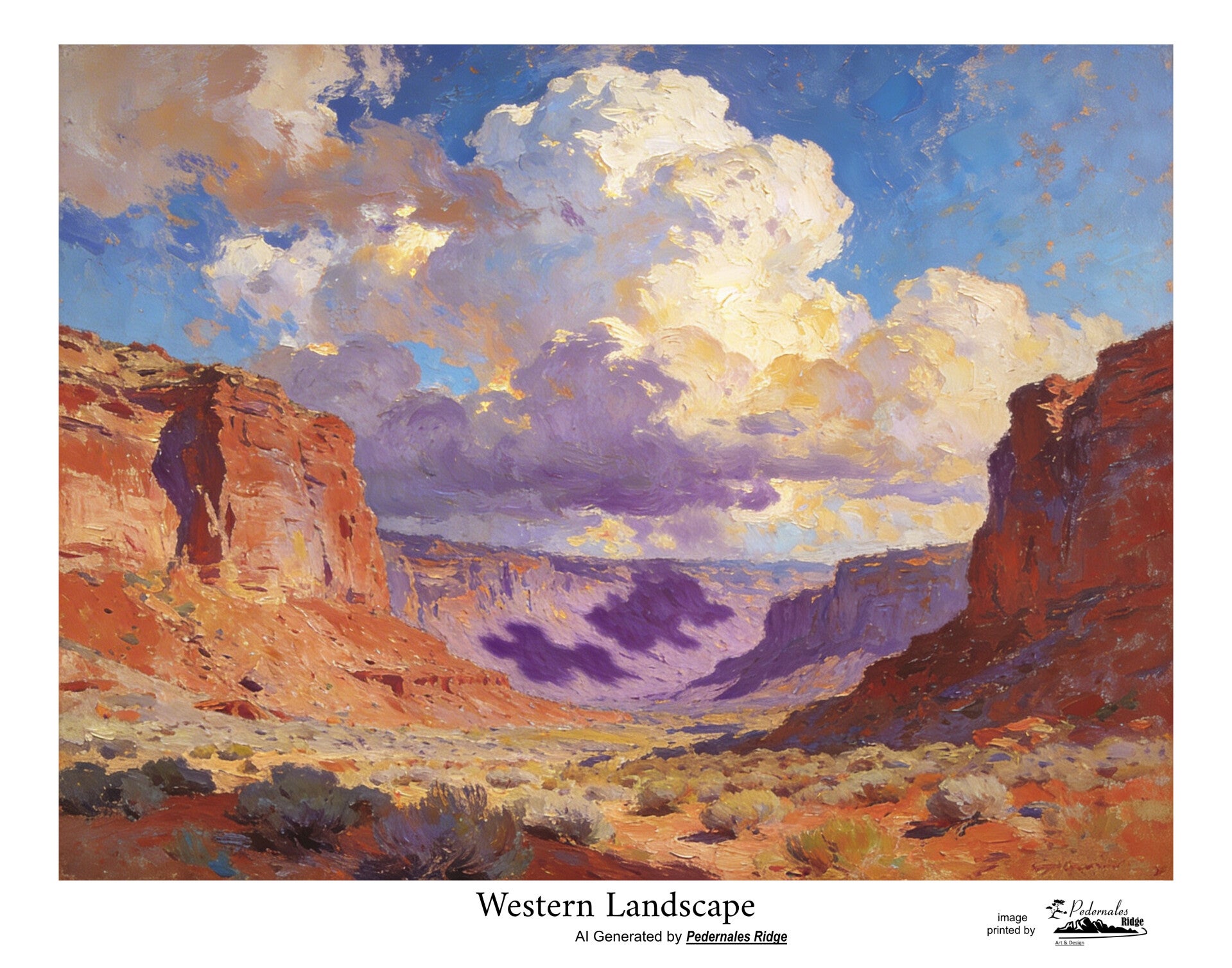 "Western Landscape" by AI generated 11x14 print