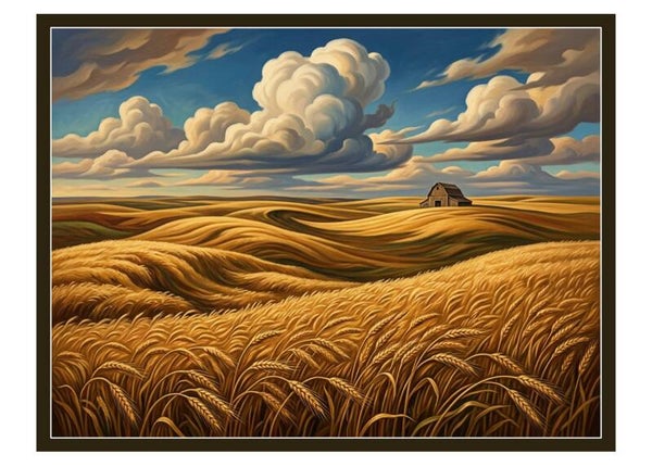 Fine Art Greeting Card 5 x 7 "Wheat Fields" by AI Generated
