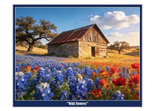 Fine Art Greeting Card 5 x 7 "Wild Flowers - Texas Hill Country" by AI Generated